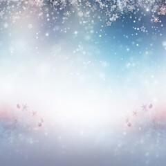 Charming Christmas illustration with tiny snowflakes drifting over a dreamy gradient backdrop