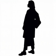 Silhouette of a Person Standing Confidently on a White Background  