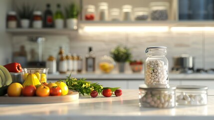 Wellness lifestyle with probiotics for immunity and digestion support.