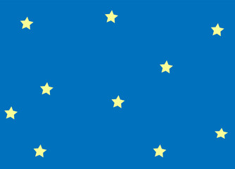 blue background with yellow stars,