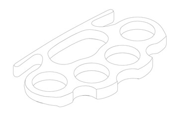 A drawing of Brass knuckles. Isometric view