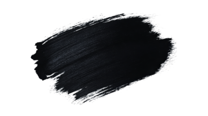 Abstract black textured paint smear, dark background, cut out transparent