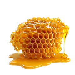 Golden Honeycomb Dripping With Fresh Honey Showcasing Natural Sweetness and Rich Texture Gathered...
