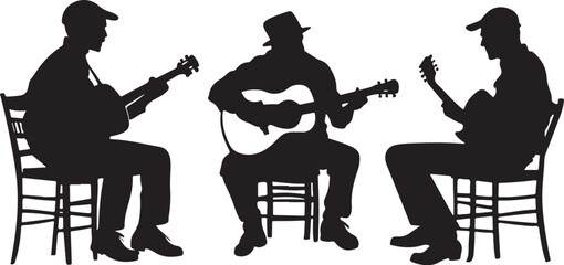 "Elegant Guitarist Silhouettes" or "Musical Princesses with Guitars