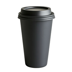 Matte Black Coffee Cup for Hot Beverage Drink, Modern Design, Minimalist Style, Suitable for Takeout, Eco-Friendly Material, Isolated on White Background