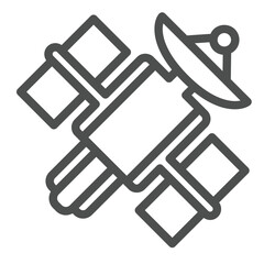 Satellite with antenna line icon, cosmos concept. Vector graphics. Orbital space satellite sign on white background, outline style icon for mobile or web design.