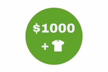 The design suggests a promotional offer or reward involving money and clothing.