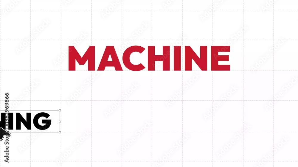 Poster machine learning topic heading is dragged by cursor on the white screen 4k animation.