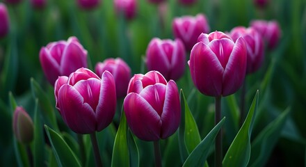 Fototapeta premium Twilight Tulip Tide AI Generated