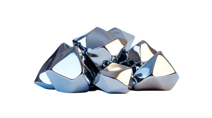 Abstract metallic crystals, geometric shapes art concept, cut out transparent