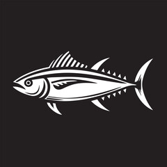 High-Quality Black and White Tuna Fish Vector Illustration – Perfect for Tuna Fish Day
