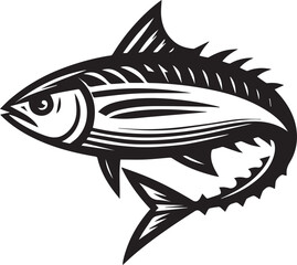 High-Quality Black and White Tuna Fish Vector Illustration – Perfect for Tuna Fish Day