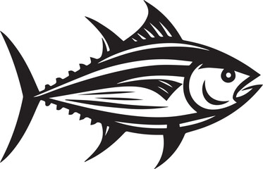 High-Quality Black and White Tuna Fish Vector Illustration – Perfect for Tuna Fish Day