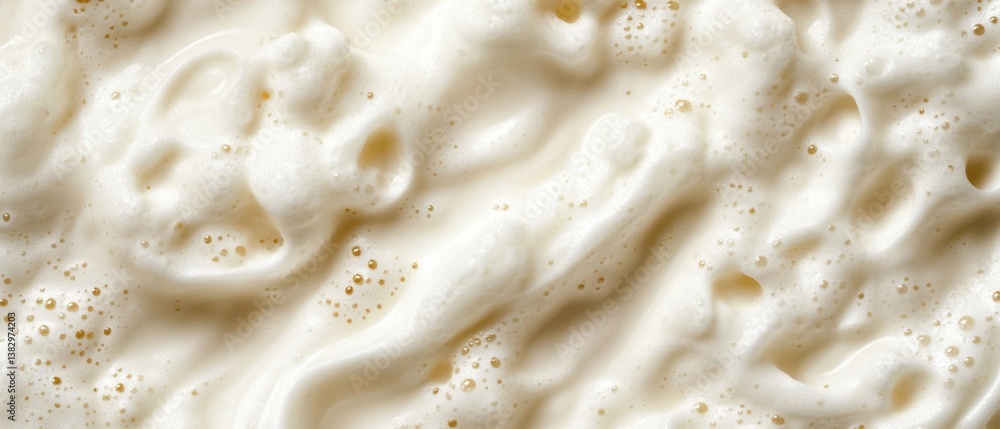 Poster creamy beige foam texture close up shot capturing smooth surface with bubbles and light reflection f