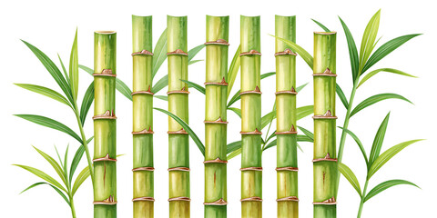 Obraz premium Sugarcane Plant and Stalk Set – PNG Image Isolated on Transparent Background