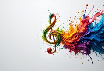 Vibrant Treble Clef Exploding with Color