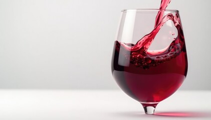 Rich red wine, swirling in glass against stark white , ruby, shadow