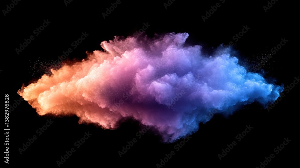 Poster colorful explosion of vibrant powder against a stark black backdrop creating a dynamic and abstract 