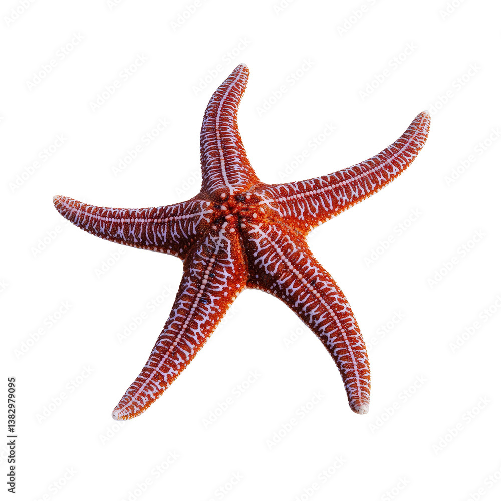 Aufkleber vibrant red starfish with distinctive patterns on its surface against a white background