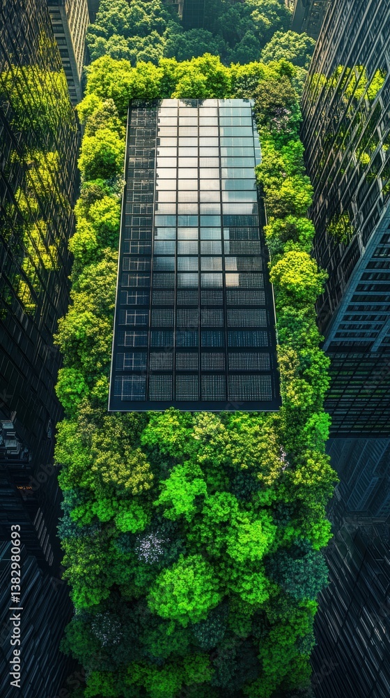 Aufkleber captivating aerial view of a modern building embraced by lush greenery blending nature and architect