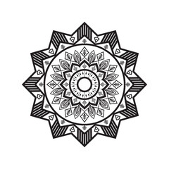 Fototapeta premium Intricate Mandala Design: A mesmerizing mandala, meticulously crafted with detailed line art, radiating serenity and artistic beauty, offering a visual journey of focus and mindfulness.