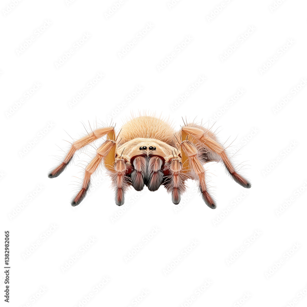 Poster detailed close-up of a unique spider with soft fur and intricate features in vibrant colors