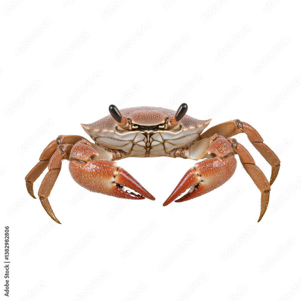 Poster realistic close-up of a detailed crab with vibrant colors and intricate patterns on shell