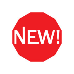 Red stamp "NEW" isolated on transparent background, new circle type stamp. 