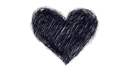 Hand-Drawn Heart with Scribble Effect, Cut Out, Transparent