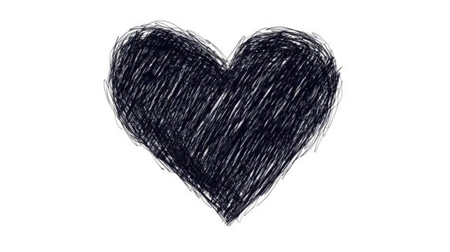 Hand-Drawn Heart with Scribble Effect, Cut Out, Transparent