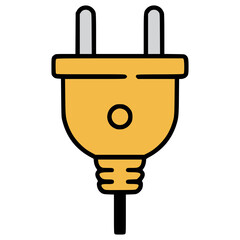 yellow power plug electricity flat color vector illustration template design