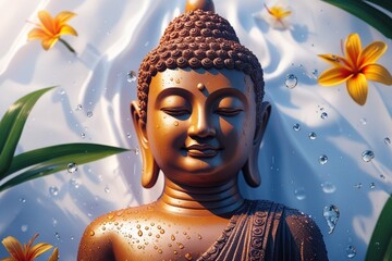 Pouring water on Buddha statues on Songkran Day