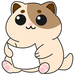cute cat studying holding paper