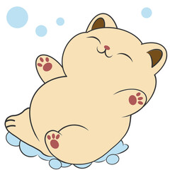 cute little cat playing bubble and water