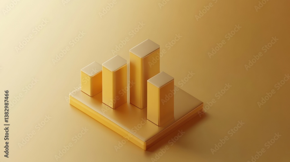 Aufkleber 3d golden bar graph on soft background