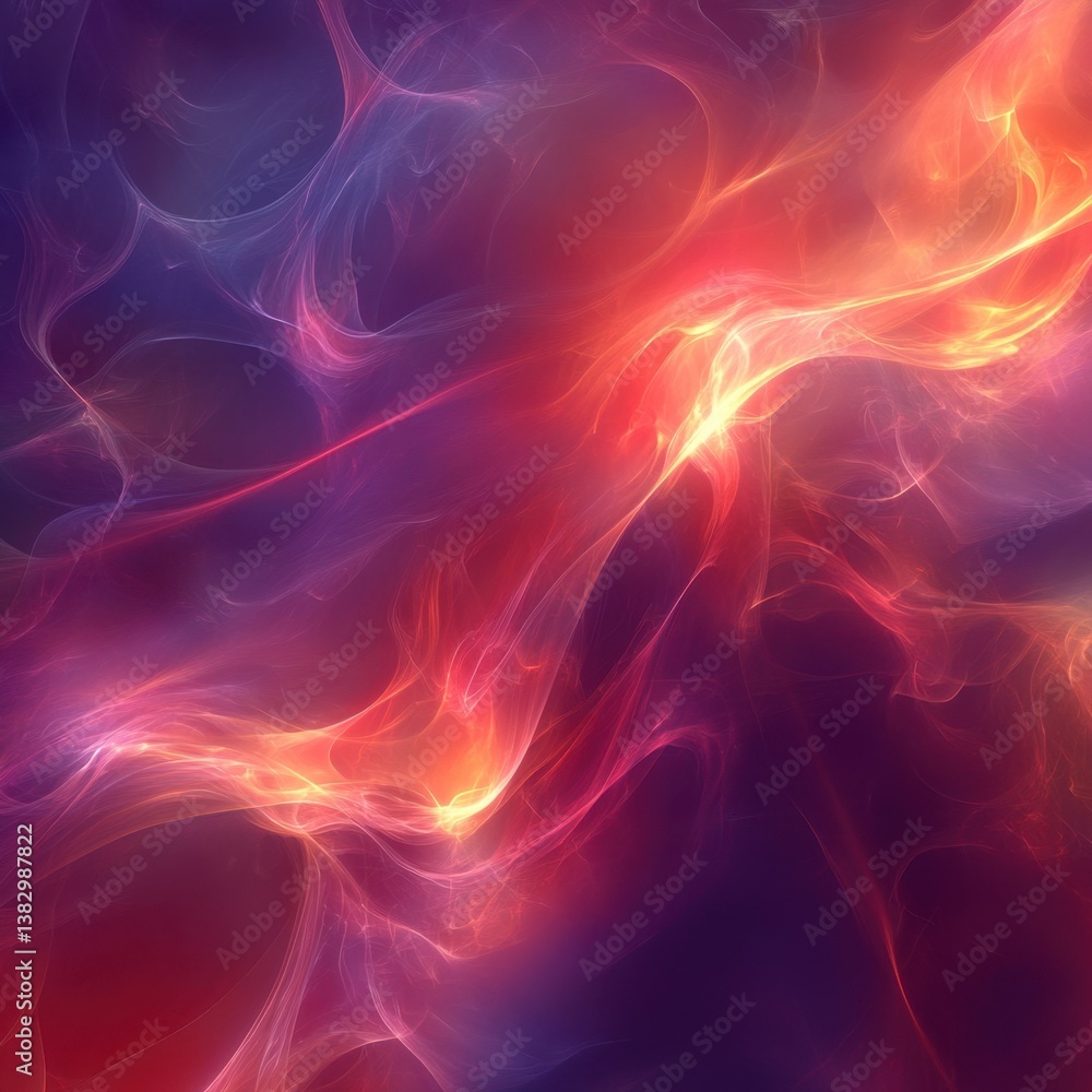 Poster Ethereal nebula of vibrant colors blending in a cosmic dance of light and shadow creating a mesmerizing abstract background