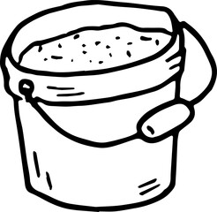Hand drawn sand bucket doodle. Sketch style icon. Decoration element. Isolated on white background. Flat design. Vector illustration
