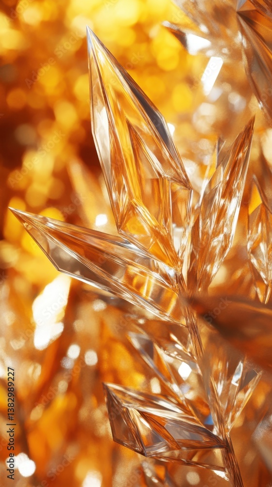 Aufkleber abstract crystalline structure in golden light shimmering with facets and sharp edges creating a mod