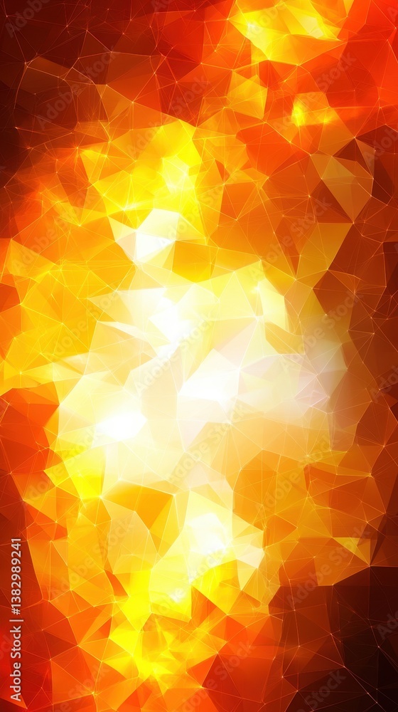 Poster abstract geometric design with vibrant orange and yellow hues creating a dynamic and modern backgrou