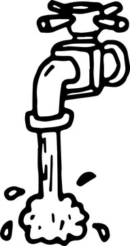 recommend clip art: Hand drawn running faucet doodle. Sketch style icon. Decoration element. Isolated on white background. Flat design. Vector illustration