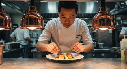Michelin-Starred Chef Plating a Gourmet Dish