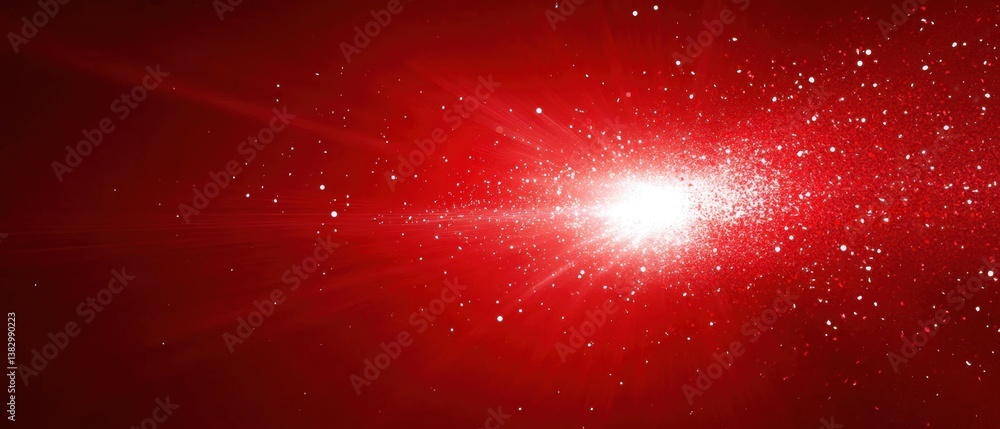 Poster radiant burst of light on red backdrop dynamic energy sparkles and glittering particles create a fes