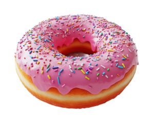 Colorful sprinkled donut delight bakery shop food isolated on transparent background, png