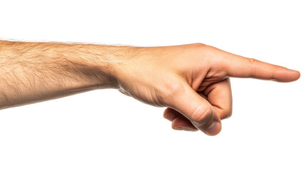 Hand gesture indicating direction on black background, cut out transparent
