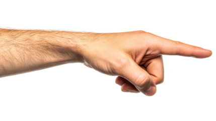 Hand gesture indicating direction on black background, cut out transparent