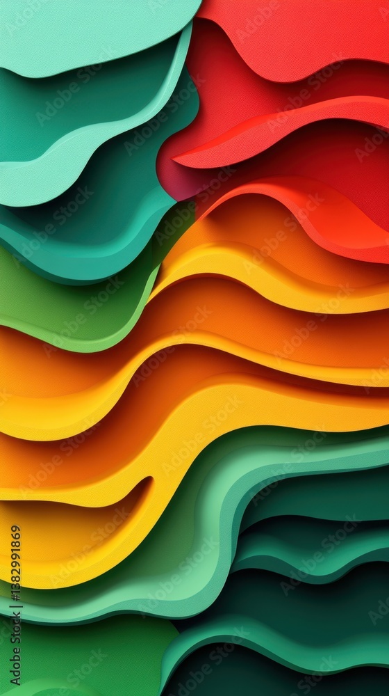 Poster abstract colorful layers in dynamic wave pattern creating depth and texture for vibrant background d