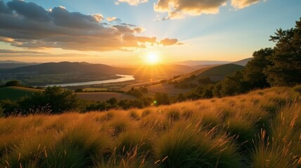 Obraz premium Scenic Reserve Naturelle du Neouvielle, France at dawn, with mild, sunny summer conditions, shot from above.