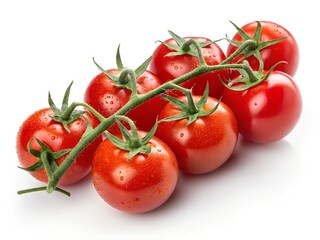 Bright Red Vine Tomatoes on White Background