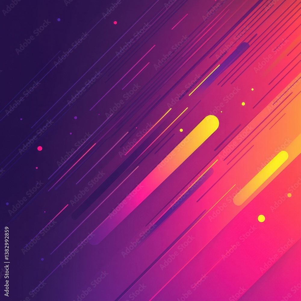 Poster gradient abstract background with dynamic diagonal lines and dots in vibrant purple orange and pink 