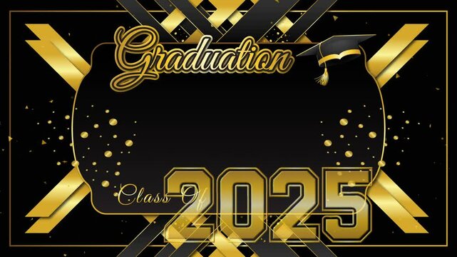 black and gold happy graduation class of 2025 background